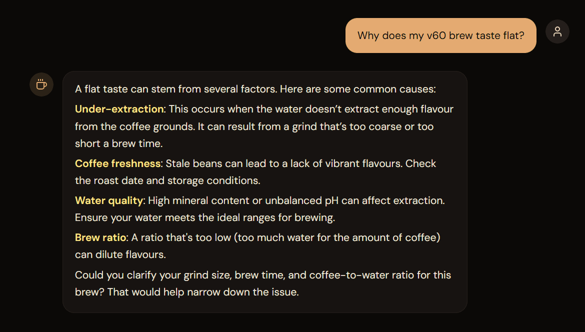 Coffee Rambler AI V60 flat taste demo screenshot 1
